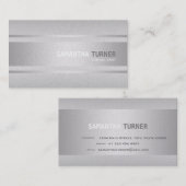 Elegant Zilveren Faux Getextureerde Professionele  Visitekaartje (Voorkant / Achterkant)