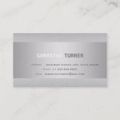 Elegant Zilveren Faux Getextureerde Professionele  Visitekaartje (Achterkant)