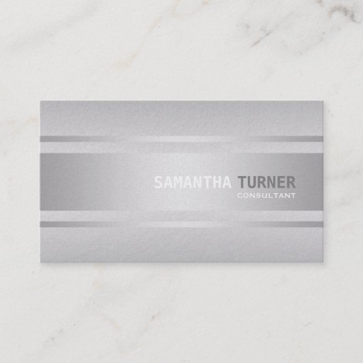 Elegant Zilveren Faux Getextureerde Professionele  Visitekaartje (Voorkant)
