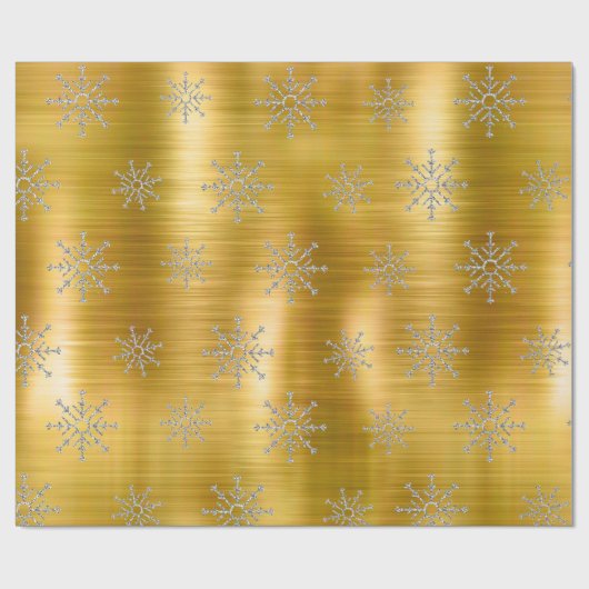 Elegant zilveren feestdagen met kerstsneeuwvlokken cadeaupapier (Vlak)