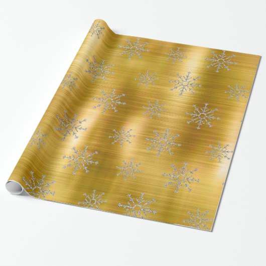 Elegant zilveren feestdagen met kerstsneeuwvlokken cadeaupapier (Uitgerold)