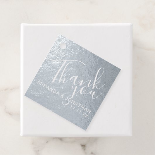 Elegant zilveren folie dank u bruiloft bedankjes labels (Met doos)