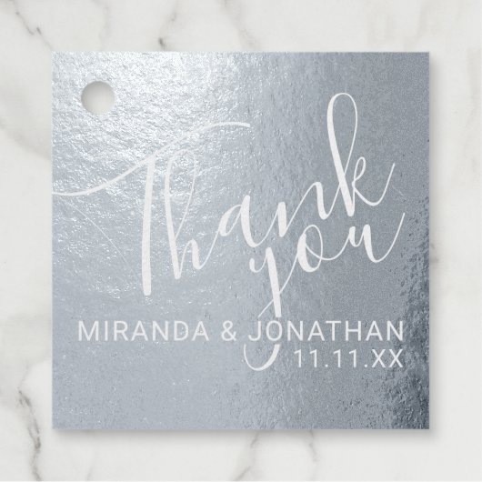 Elegant zilveren folie dank u bruiloft bedankjes labels (Voorkant)