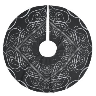 Elegant zilveren folie look filigraan scrollwork z kerstboom rok