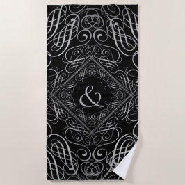 Elegant zilveren folie look filigraan scrollwork z strandlaken