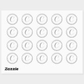 Elegant zilveren folie streep monogram adres ronde sticker (Vel)