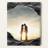 Elegant zilveren folie zwart agaat foto bruiloft planner (Achterkant)