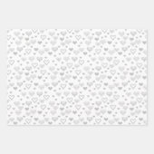 Elegant zilveren geel  hartenpatroon inpakpapier vel (Voorkant)