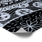 Elegant zilveren geometrisch Abstract tribaal patr Poster (Hoek)