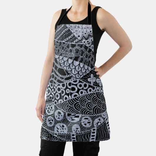 Elegant zilveren geometrisch Abstract tribaal patr Schort (Insitu)