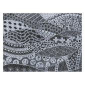 Elegant zilveren geometrisch Abstract tribaal patr Tafelkleed (Voorkant (Horizontaal))