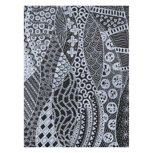 Elegant zilveren geometrisch Abstract tribaal patr Tafelkleed (Voorkant)