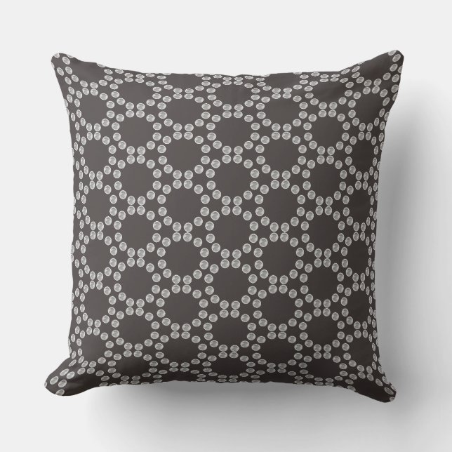 Elegant zilveren geometrisch patroon kussen (Voorkant)