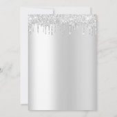 Elegant zilveren glitter 80ste verjaardagsfeestje kaart (Achterkant)