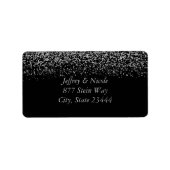 Elegant zilveren glitter Confetti bruiloft Etiket (Voorkant)