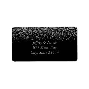 Elegant zilveren glitter Confetti bruiloft Etiket