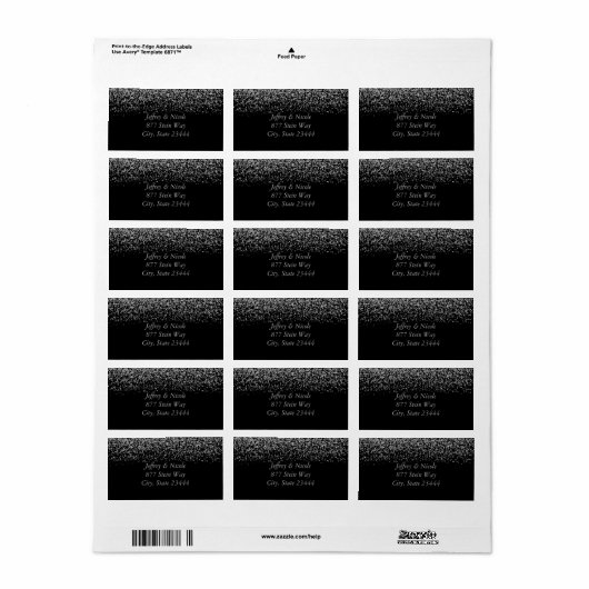 Elegant zilveren glitter Confetti bruiloft Etiket (Full Sheet)