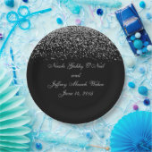 Elegant zilveren glitter Confetti bruiloft Papieren Bordje (Feest)