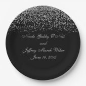 Elegant zilveren glitter Confetti bruiloft Papieren Bordje (Voorkant)