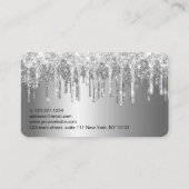 Elegant zilveren glitter drijft zweetjes en bouten visitekaartje (Achterkant)