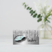 Elegant zilveren glitter druppelt zweetjes en bout visitekaartje (Staand voorkant)