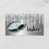 Elegant zilveren glitter druppelt zweetjes en bout visitekaartje (Voorkant)