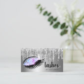 Elegant zilveren glitter druppelt zweetjes en bout visitekaartje (Staand voorkant)