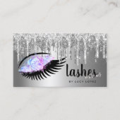 Elegant zilveren glitter druppelt zweetjes en bout visitekaartje (Voorkant)