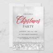Elegant zilveren glitter kerstfeest modern kaart (Voorkant)