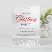 Elegant zilveren glitter kerstfeest modern kaart (Staand voorkant)