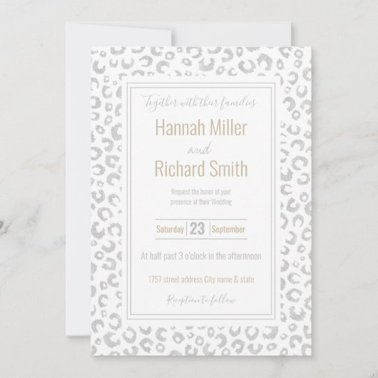 Elegant zilveren glitter luipaard patroon (Voorkant)