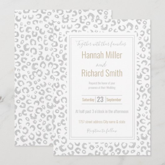 Elegant zilveren glitter luipaard patroon (Voorkant / Achterkant)