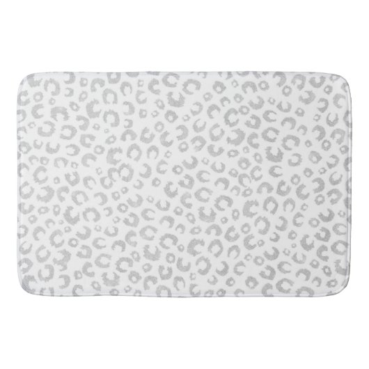 Elegant zilveren glitter luipaard patroon badmat (Voorkant)