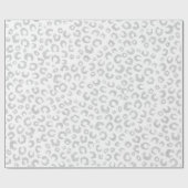 Elegant zilveren glitter luipaard patroon cadeaupapier (Vlak)