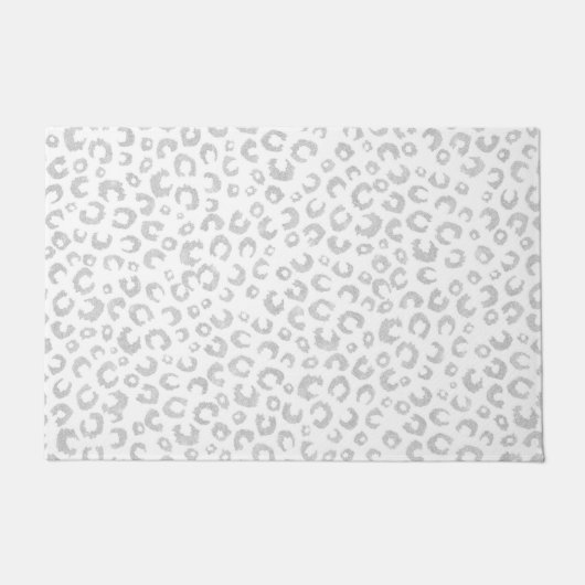 Elegant zilveren glitter luipaard patroon deurmat (Voorkant)