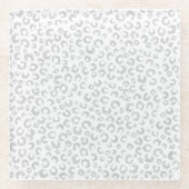 Elegant zilveren glitter luipaard patroon glazen onderzetter (Voorkant)