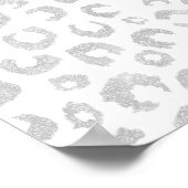 Elegant zilveren glitter luipaard patroon poster (Hoek)