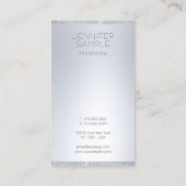 Elegant zilveren glitter modern eenvoudig professi visitekaartje (Achterkant)