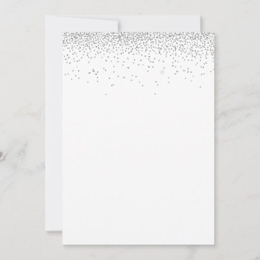 Elegant zilveren glitter rand script bruiloft kaart (Achterkant)