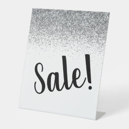 Elegant Zilveren Glitter Sale Zakelijk voetstuk Reclamebord Met Voetstuk