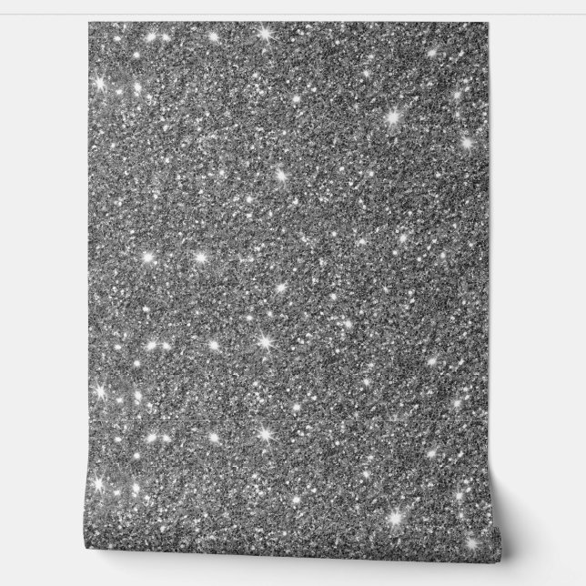 Elegant Zilveren Glitter Sparkle Patroon Behang (Afrollen)