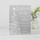 Elegant Zilveren Glitter Tree Kerstfeest Kaart (Staand voorkant)