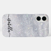 Elegant zilveren glitterscript | Aangepaste naam Case-Mate iPhone Case (Achterkant (horizontaal))