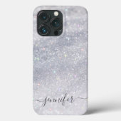 Elegant zilveren glitterscript | Aangepaste naam Case-Mate iPhone Case (Achterkant)