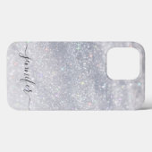 Elegant zilveren glitterscript | Aangepaste naam Case-Mate iPhone Case (Achterkant (horizontaal))