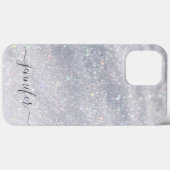 Elegant zilveren glitterscript | Aangepaste naam Case-Mate iPhone Case (Achterkant (horizontaal))