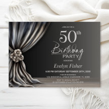 Elegant Zilveren Gordijn 50e Verjaardagsfeest