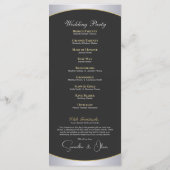 Elegant zilveren gouden monogram huwelijksprogramm programmakaart (Achterkant)