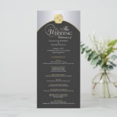 Elegant zilveren gouden monogram huwelijksprogramm programmakaart (Staand voorkant)