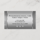 Elegant Zilveren Grijs Edele Glitter met Diamanten Visitekaartje (Achterkant)